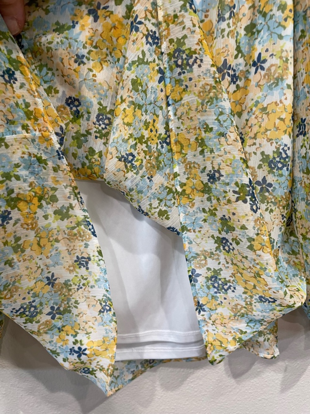LC Lauren Conrad Yellow & Blue Floral Square-Neck Blouse - Picture 7 of 7
